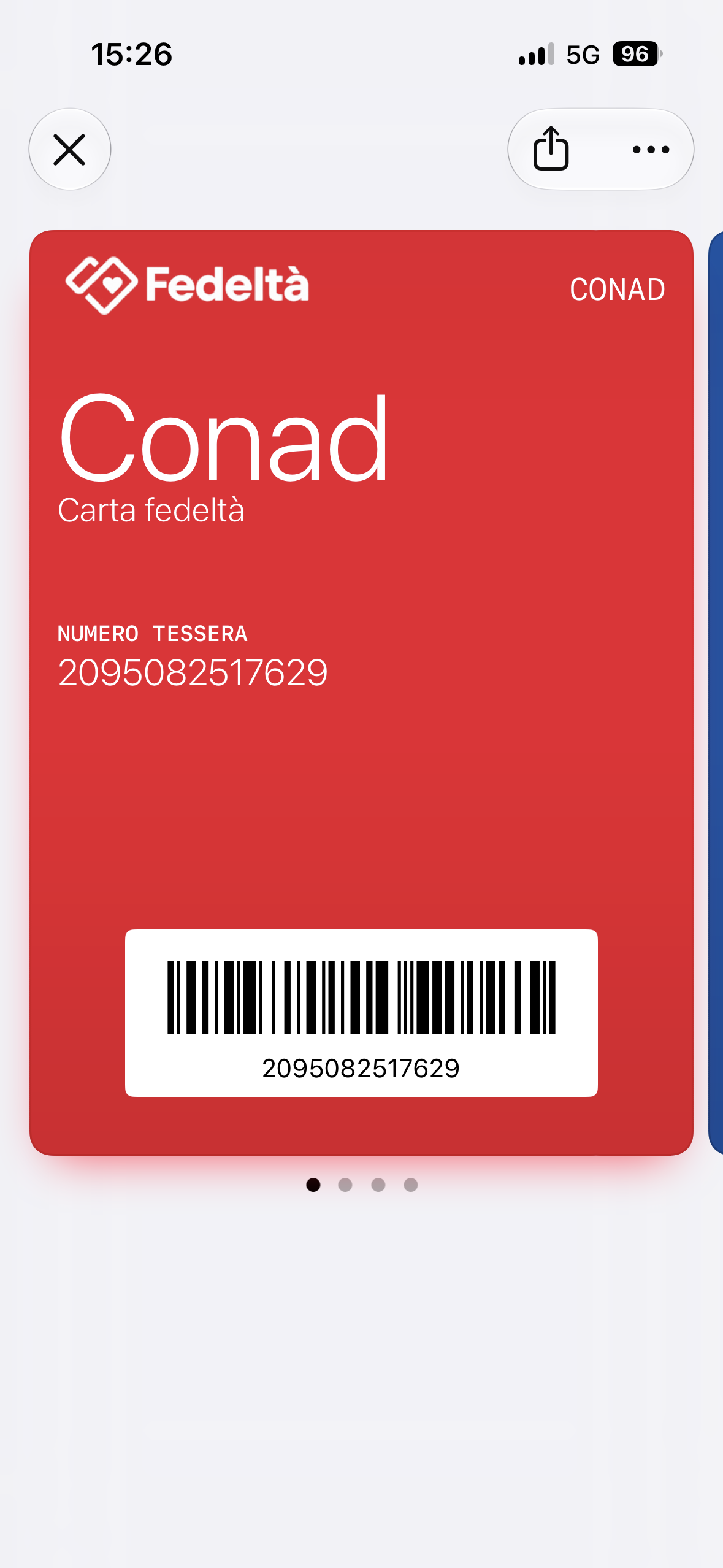 Carta fedeltà Conad aperta in Apple Wallet